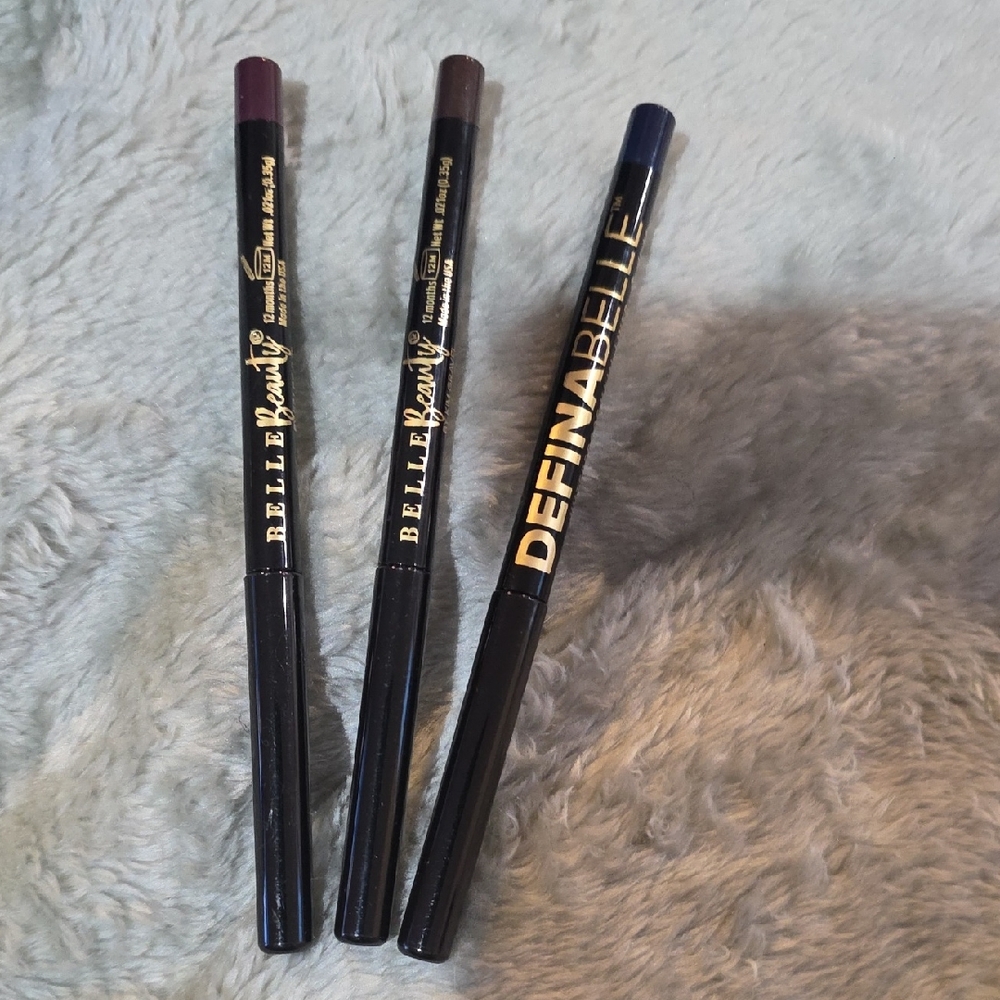 Belle by Kim Gravel Eyeliner Trio - Black, Brown, Purple New, Never Used